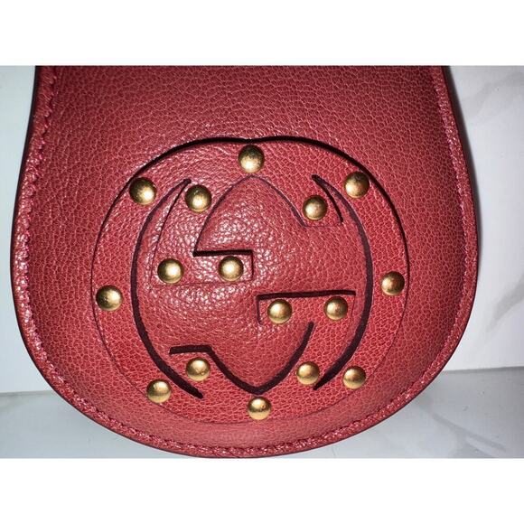 Gucci Studded GG Logo Leather Card Case - Red - Picture 7 of 7